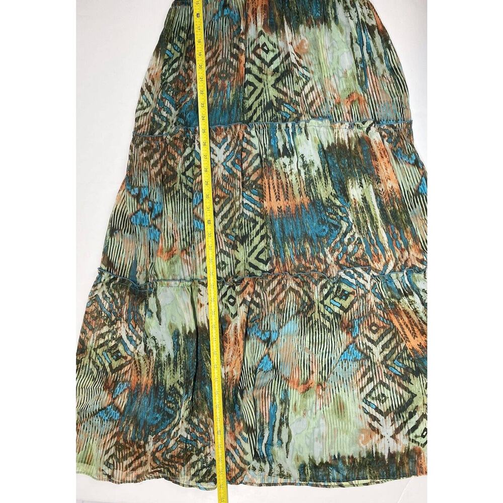 Maxi Dress Rabbit Rabbit Rabbit Petite Sz 12 Aztec/Tribal Pattern Green/Orange - Picture 5 of 11